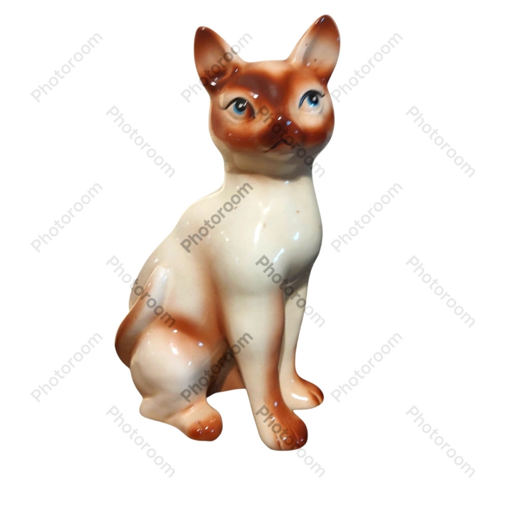 Vintage 1950s Noritake Giftcraft Siamese Ceramic Cat Planter Chip on the ear
